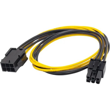 Akyga AK-CA-46 Power 6pin PCIe -> Power 6pin PCIe M/F tápkábel hosszabbító 0.4m fekete-sárga