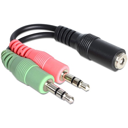Gembird 2db Jack stereo 3,5mm -> Jack stereo 3,5mm (4pin) M/F adapter 0.2m fekete