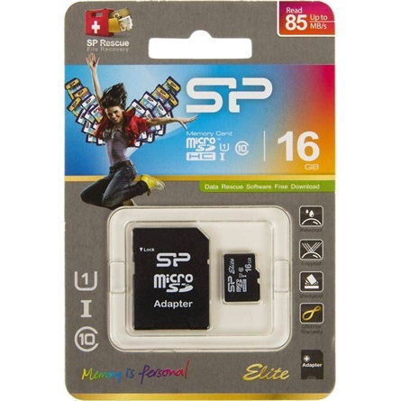 Silicon Power 16GB Elite adapteres UHS-1 U1 microSDHC memóriakártya BOX fekete